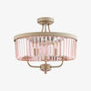 Beveline 3 Light Round Semi Flush - Faceted Cut Glass Shade Metal Finish for Hallways and Bedrooms