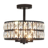 Luxury Crystal Wheeled Glass Pendant Light - Drum Semi Flush Chandelier