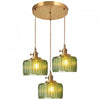 Vintage Wavy Green Glass Pendant Light – Cylinder Shade Hanging Lamp