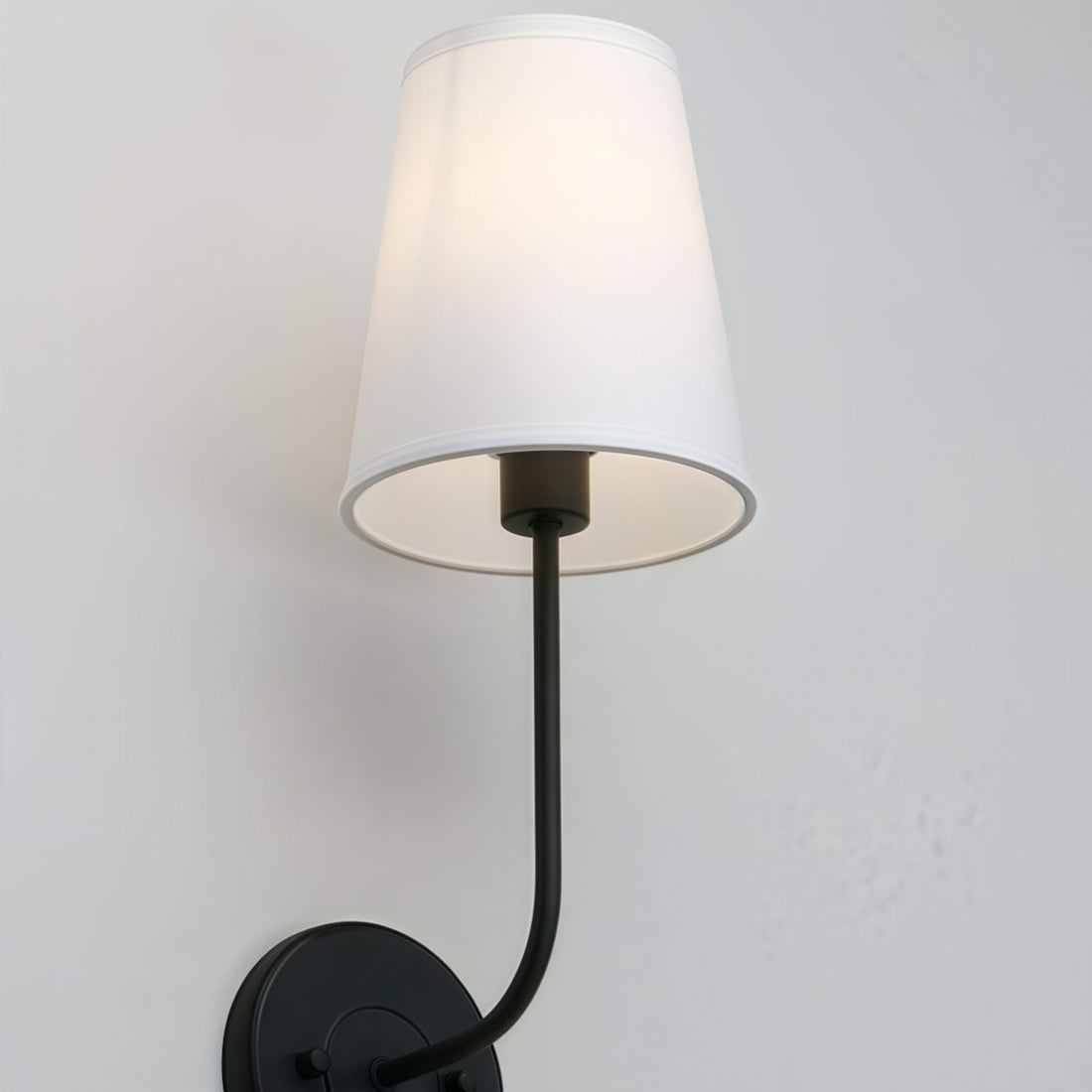 Rustic Cone Shape Fabric Wall Sconce – Antique Brass Metal Accent Light