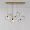 Lumivelle Sculptural 7-Light Chandelier – Adjustable Height Modern Glass Pendant