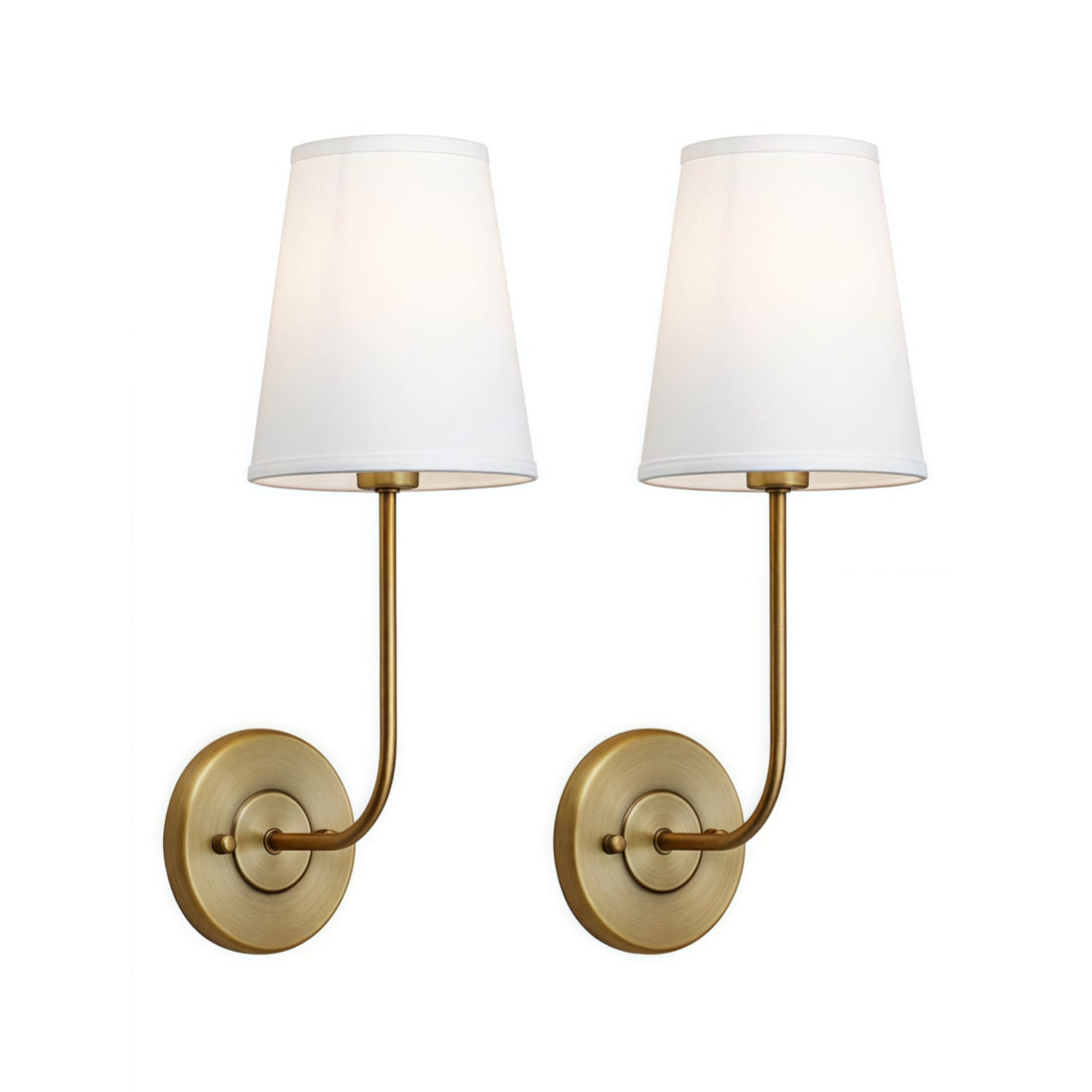 Rustic Cone Shape Fabric Wall Sconce – Antique Brass Metal Accent Light