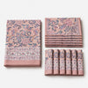 Folded rose mauve paisley floral cotton linen tablecloth set