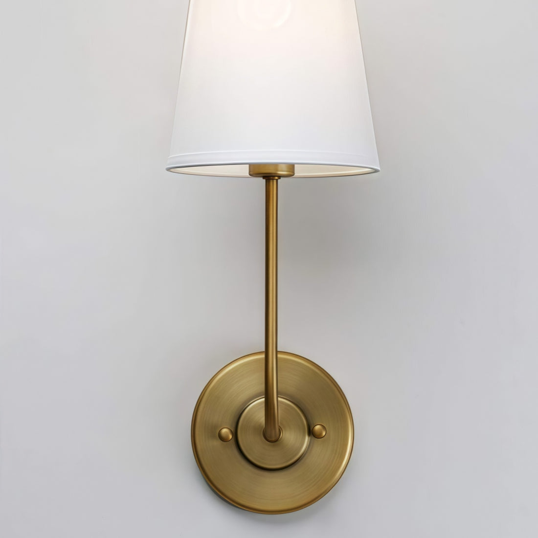 Rustic Cone Shape Fabric Wall Sconce – Antique Brass Metal Accent Light