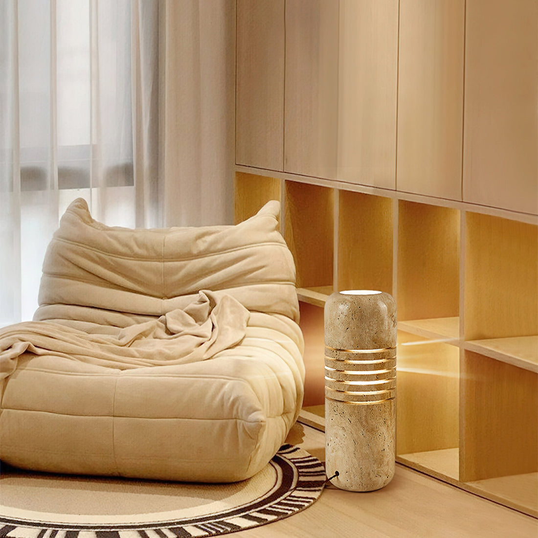 Antique Creative Yellow Travertine Floor Lamp