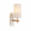 Vintage Brass Marble Wall Sconce - Natural Linen Shade