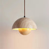 Natural Travertine Flower Bud Design Pendant Lamp