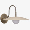 Curva Metal Modern Wall Sconce - Antique Brass Arm with Cream Disc Shade