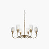 Clarione Art Deco 6-Light Linear Chandelier with Blown Glass Shades for Kitchen