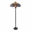 TF Sullivan Tiffany Floor Lamp - Floral Stained Glass Design for Study or Living Room