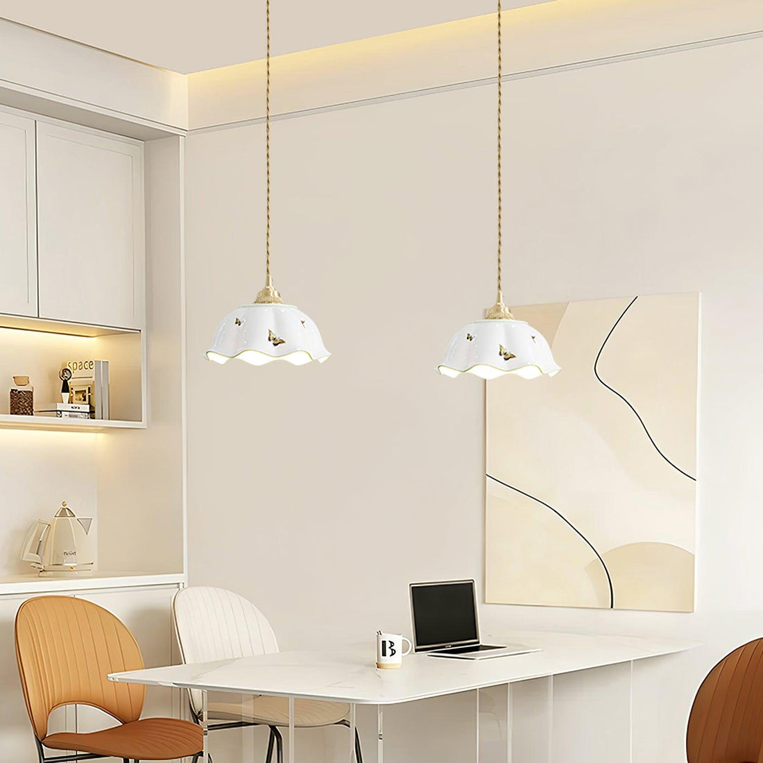 Retro Cream Style Ceramic Pendant Lamp