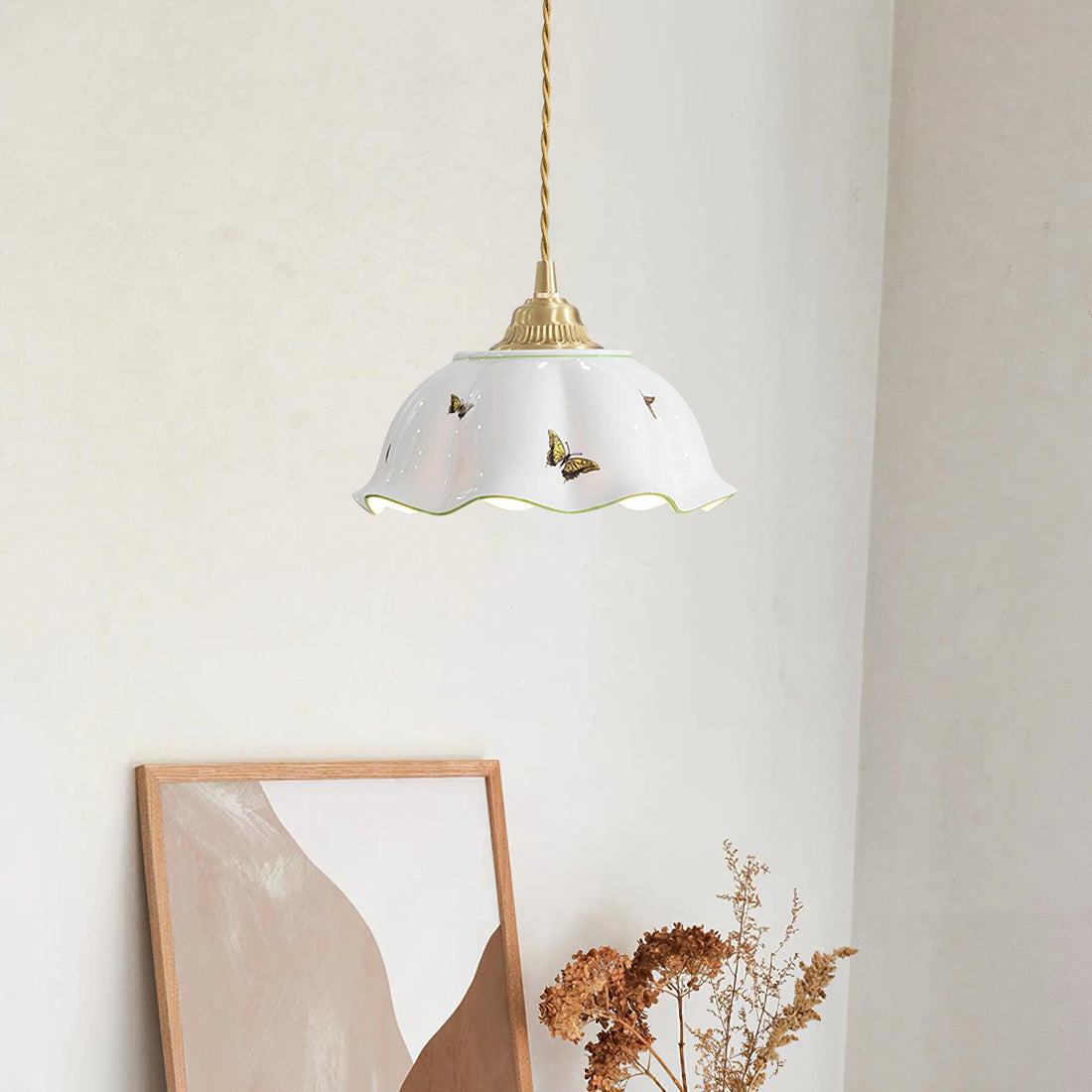 Retro Cream Style Ceramic Pendant Lamp