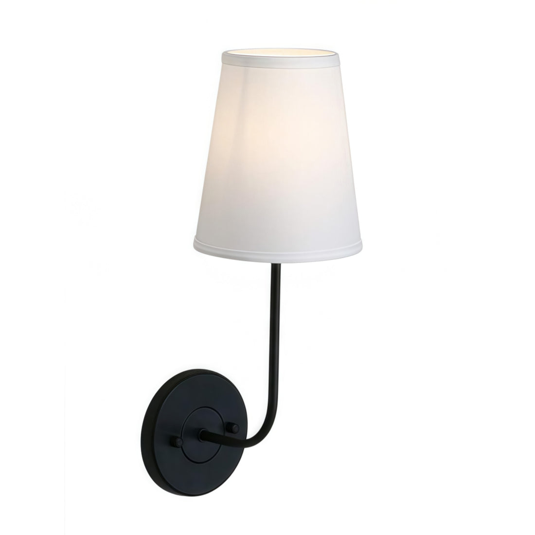 Rustic Cone Shape Fabric Wall Sconce – Antique Brass Metal Accent Light