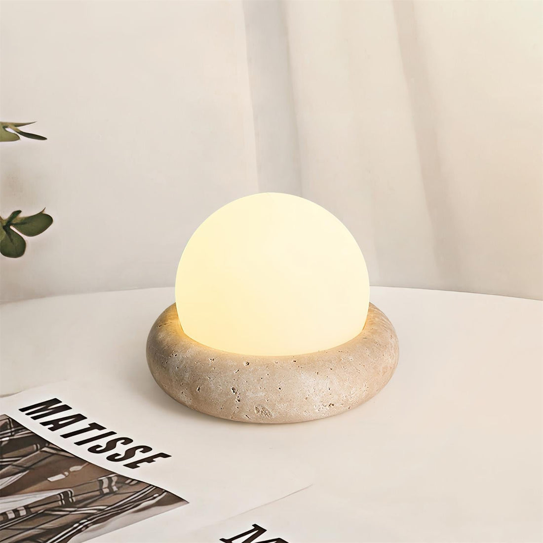 Modern Travertine Cute Mini Orb Table Lamp