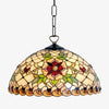 TF Angelique Stained Glass Pendant Lamp - Colorful Mosaic Shade Adjustable Chain Small Pendant Classic Decorative for Kitchen or Entryway