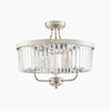 Beveline 3 Light Round Semi Flush - Faceted Cut Glass Shade Metal Finish for Hallways and Bedrooms