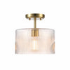 Rivora Ribbed Glass Semi Flush Ceiling - Modern Farmhouse Ceiling Light for Bedroom and Hallway U09