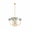 Ruchee Chandelier – Layered Fabric Shade Brass Ceiling Light for Dining or Living Spaces