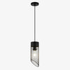 Black ordinary pendant light with mesh shade and stone top