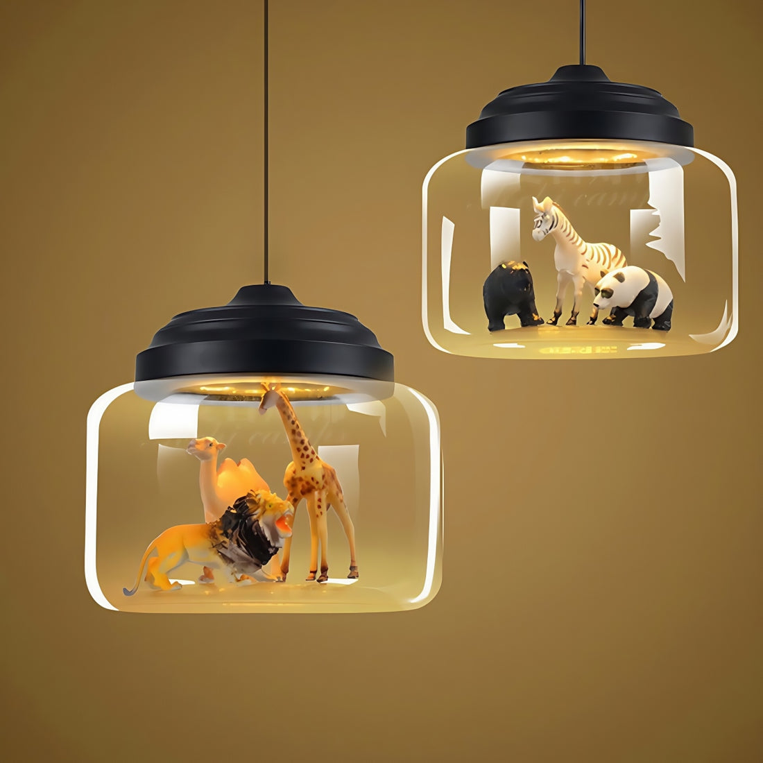 Creative Bell Jar Glass Pendant Light – Clear Zoo-Inspired Hanging Lamp