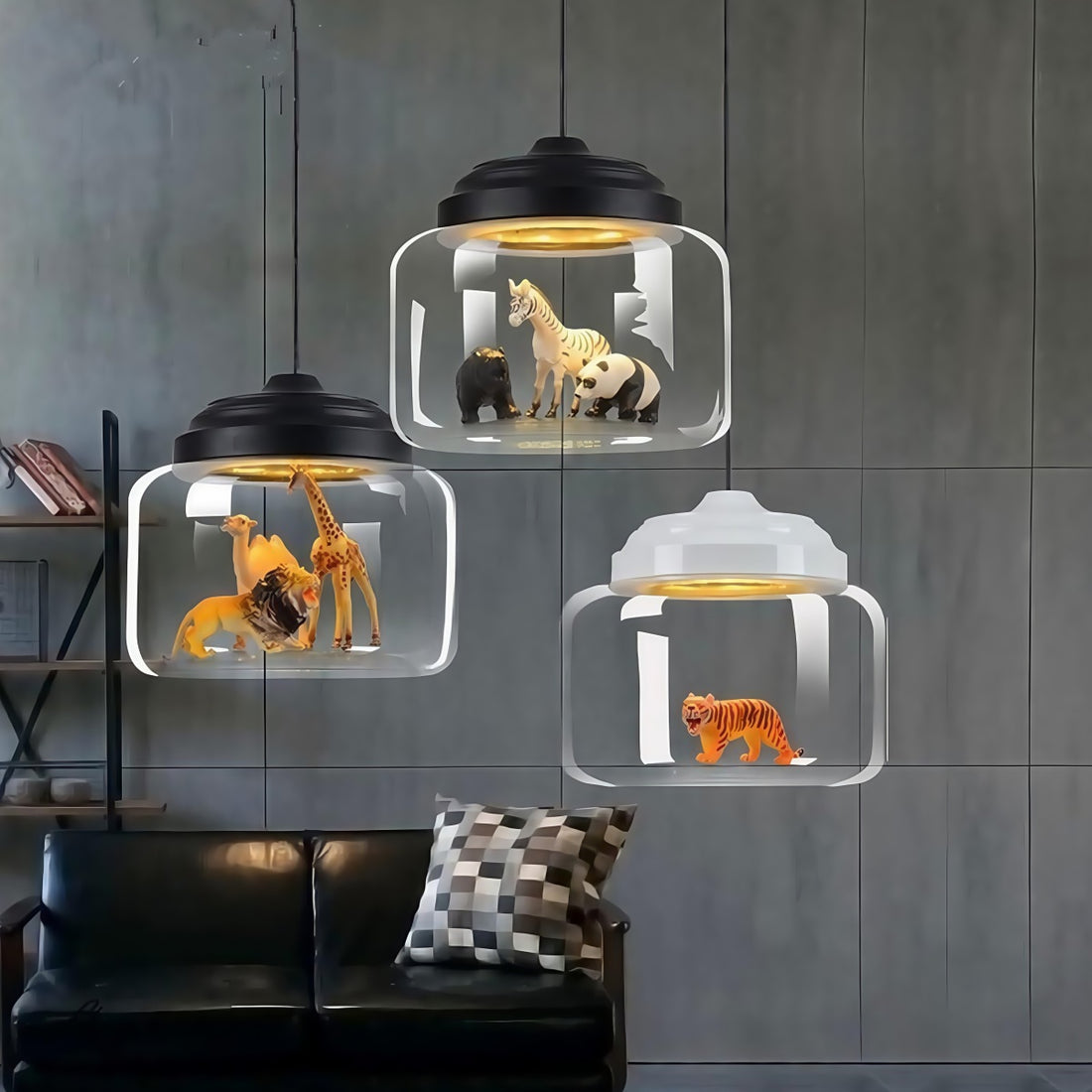 Creative Bell Jar Glass Pendant Light – Clear Zoo-Inspired Hanging Lamp