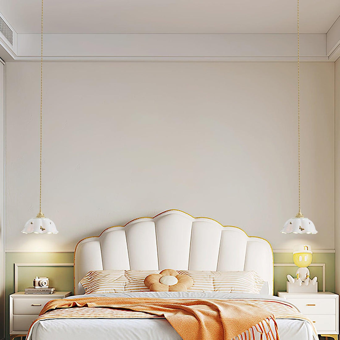 Retro Cream Style Ceramic Pendant Lamp