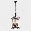 Black iron four-light pendant chandelier