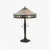 TF Fargo Geometric Tiffany Style Lamp — Amber and Cream Glass Accent Lighting for Bedroom or Study