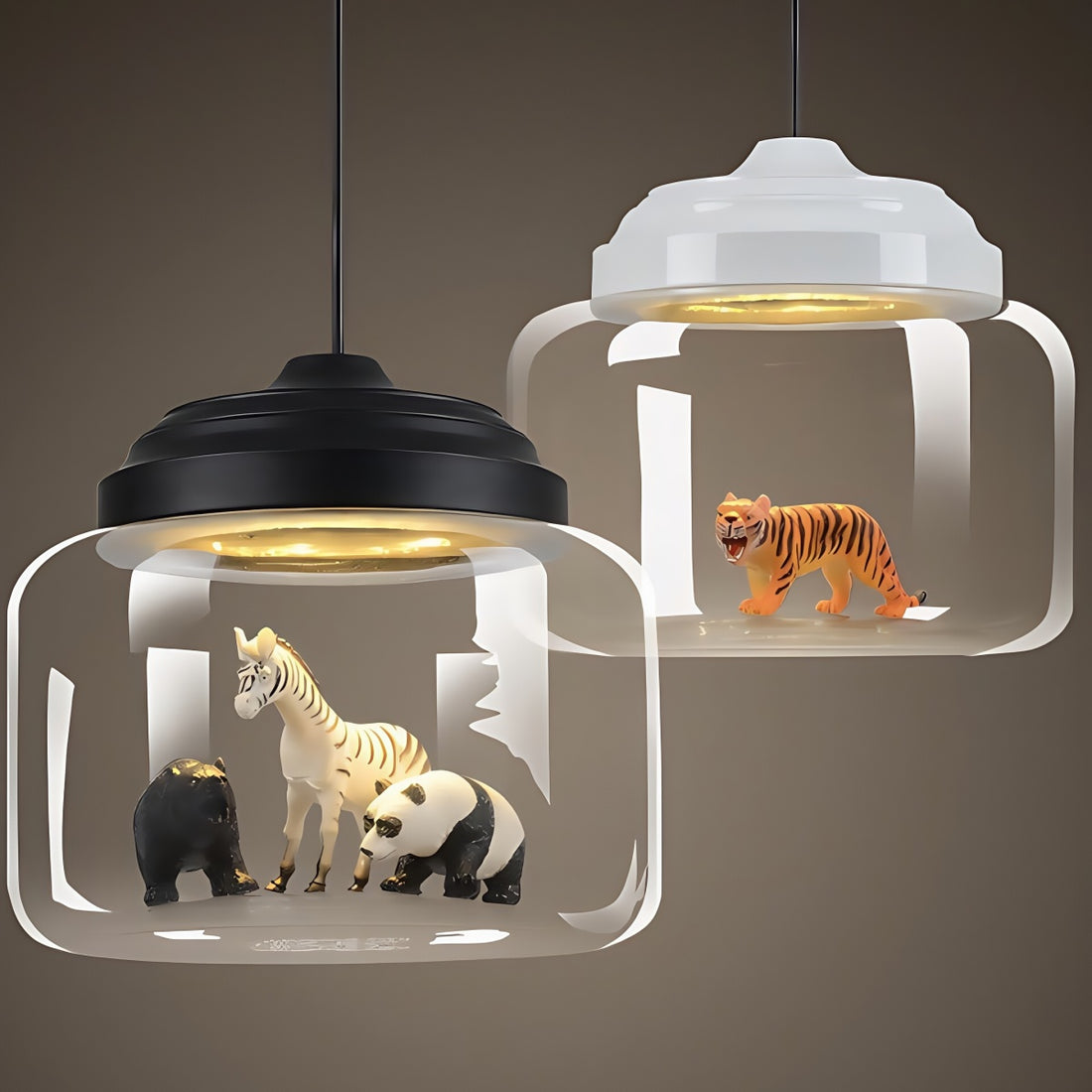 Creative Bell Jar Glass Pendant Light – Clear Zoo-Inspired Hanging Lamp