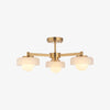 Zirvos Pendant with Frosted Opal Globes and Brushed Brass Frame for Living and Dining