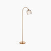 Brazara Adjustable Glass Shade Floor Lamp – Curved Metal Stem for Living Spaces