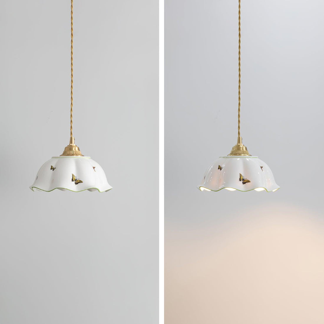 Retro Cream Style Ceramic Pendant Lamp