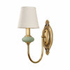 Rowanea Ceramic Wall Sconce with Fabric Shade and Metal Finish – Farmhouse Modern Hallway Light