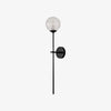 Black long wall sconce with textured glass shade