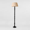 Vintage Fabric Shade Floor Lamp with Turned Wood Base