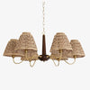 Solmire Rustic Chandelier - Wood and Metal Floral Fabric Shades for Living Room