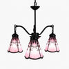Pink Tiffany-style three light chandelier