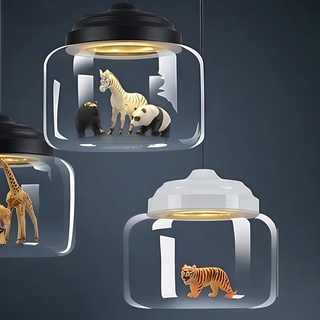 Creative Bell Jar Glass Pendant Light – Clear Zoo-Inspired Hanging Lamp