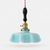Vintage scalloped opaline glass pendant light view 5