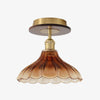 Ribbed glass semi flush mount ceiling light