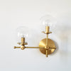 Asymmetric Wall Sconce - Raw Brass or Chrome Finish, Clear & White Glass