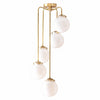 Glorica Glass 5 Globe Chandelier - Brass and Opal Glass Vintage Pendant Light