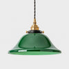 Army green straw hat glass pendant light front view