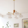Bowl Shaped Multi - Head Chandelier With Wooden Decoration