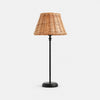 Natural rattan and black iron table lamp