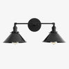 Conique Metal Dual Black Sconce with Cone Shades - Industrial Vanity Wall Light for Mirror