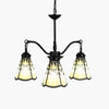 Light yellow Tiffany-style three light chandelier