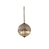 French Antique Brass Crystal Globe Chandelier