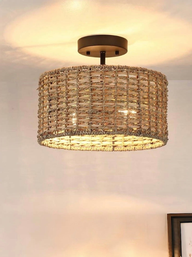 Bohemian Style 2-Light Semi Flush Mount Ceiling Light