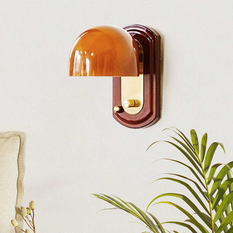 Nostalgic Doorbell Shape Wall Lamp With Caramel Brown Glass For Bedroom Cloister 3